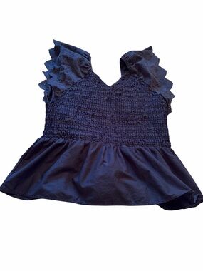 Time and Tru Women's Smocked
Bodice -Eyelet Lace V-Neck Top-Size 16/18